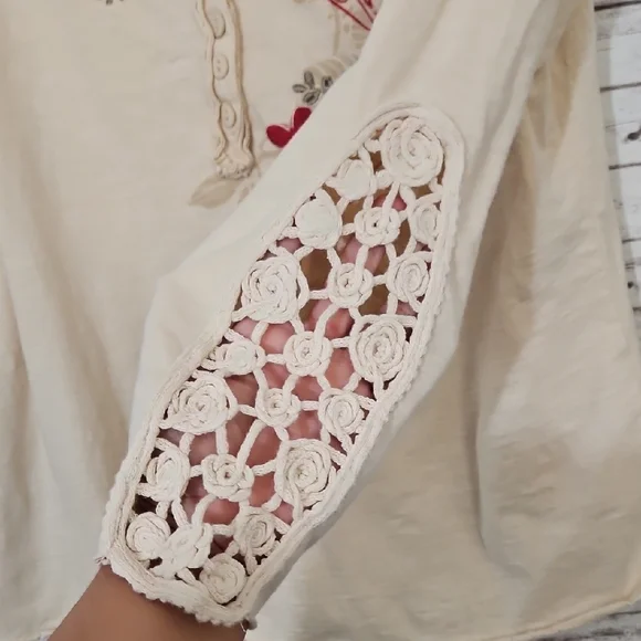 Disney's Thumper  Cream Floral Embroidered Long Sleeve Top - Picture 5 of 11